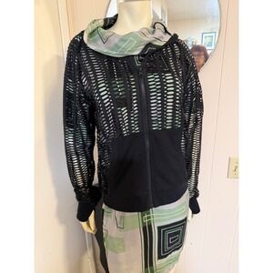 NWOT Blanc Noir Black Mesh Avant Garde Zip Front Hoodie Jacket M